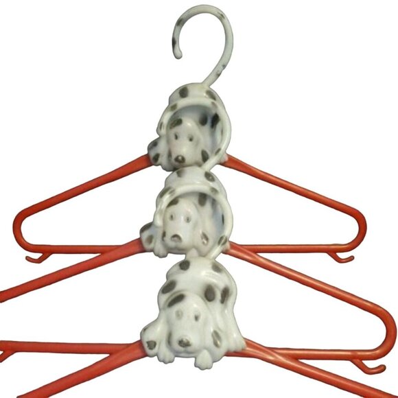 Vintage Dalmatian Clothes Hanger Tail Set of 3 Plastic Black White Red - Picture 2 of 7